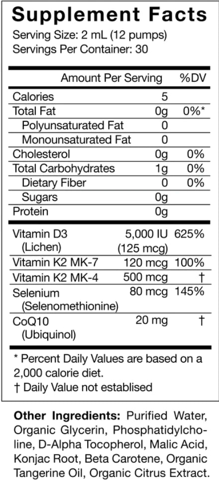 Cymbiotika Synergy D3-K2+CoQ10  2 oz 30 servings