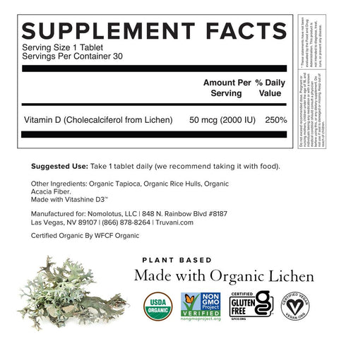 Truvani Vitamin D3 from Organic Lichens 30 tab