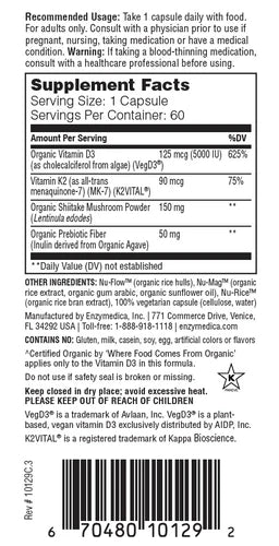 Enzymedica Vegan Vitamin D3+K2 60caps